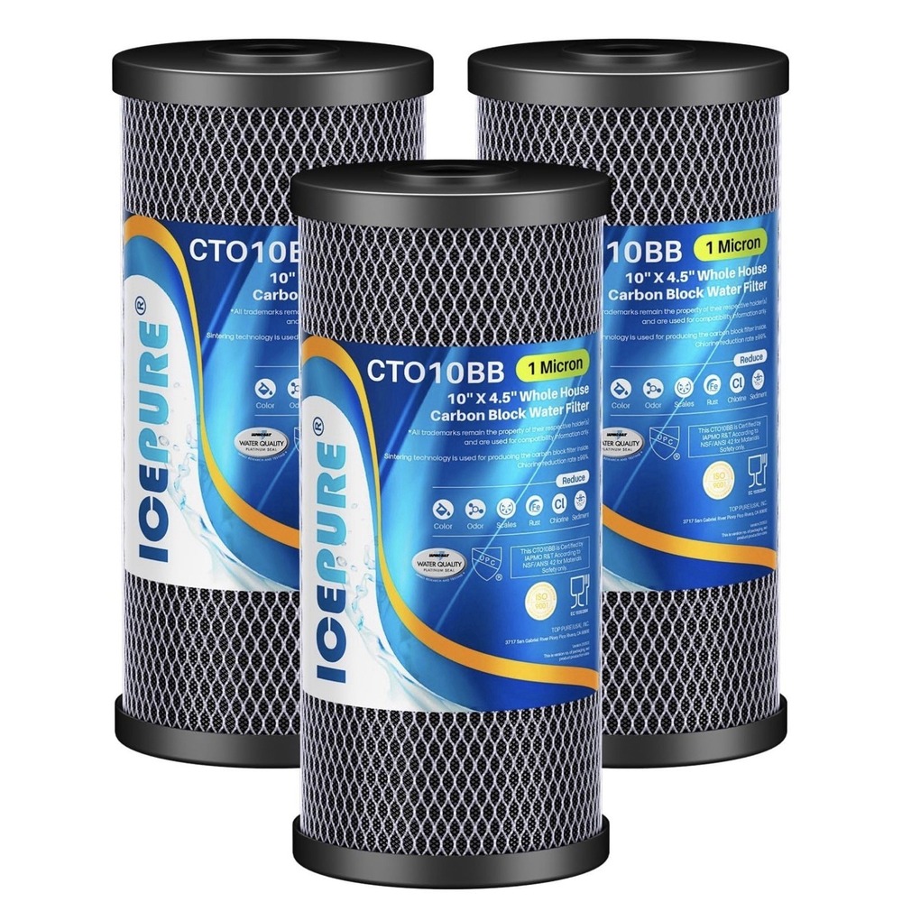 ICEPURE 10"X4.5",1 Microns Whole House Sediment Activated Carbon Water Filter